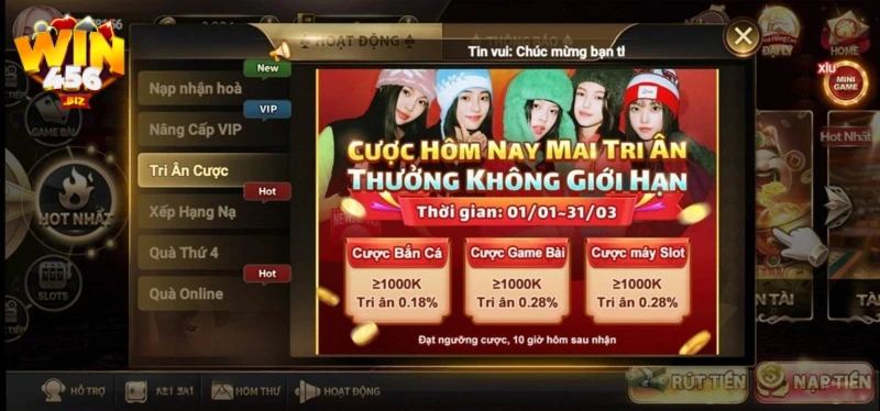 Những chương trình khuyến mãi tại win456